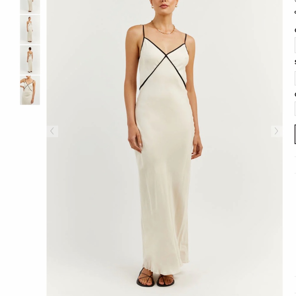 DISSH MARCO OYSTER Off White BINDING MIDI DRESS  size 2
